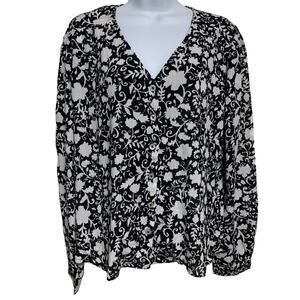 NWT! Garnet Hill Ecovero Floral Blouse Womens Size S